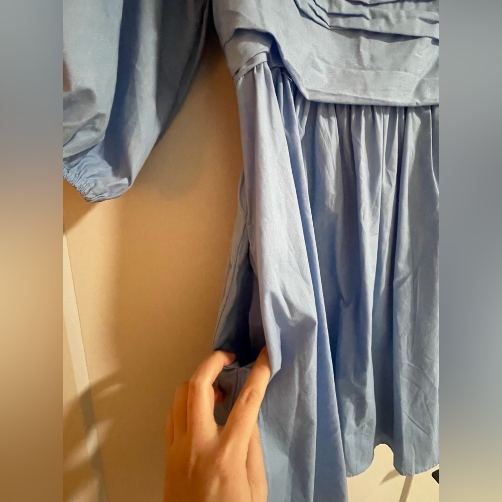 Abercrombie & Fitch Emerson Poplin Puff Sleeve Mini Dress SIZE Medium Tall - Picture 3 of 11